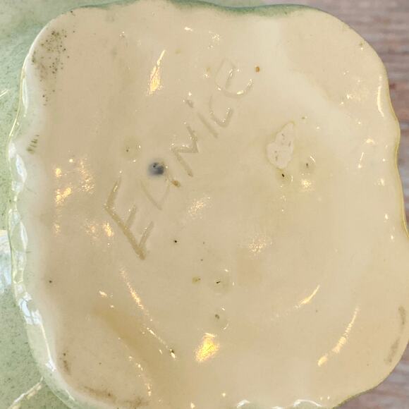 Vintage Green and Cream Ceramic Pitcher - Ornate Cottagecore Decor - Picture 6 of 6